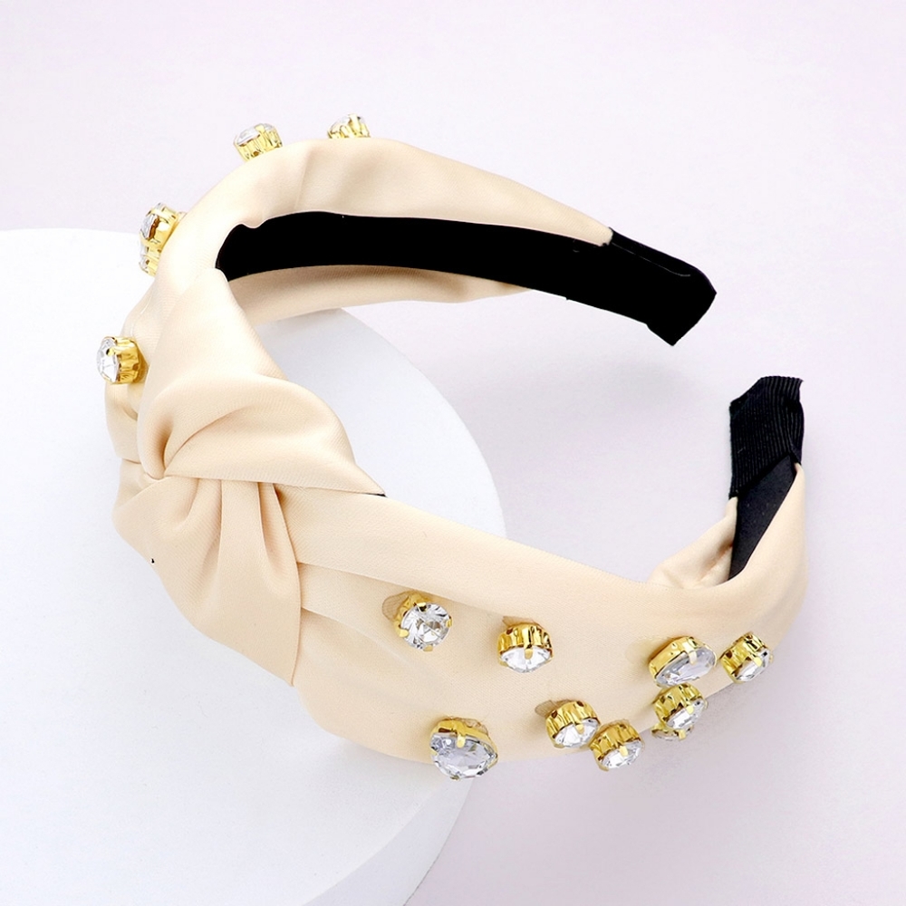 Neutral Rhinestone Knot Headband Hair Bling Sparkle Crystal Jeweled Statement
